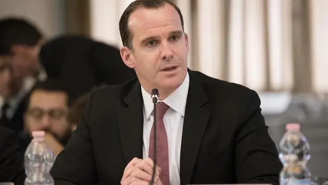 L'inviato speciale del Presidente USA per la lotta all'Isis Brett McGurk, durante la conferenza ''La collaborazione tra il Ministero degli Affari Esteri e della Cooperazione Internazionale e l'Arma dei Carabinieri per rafforzare la sicurezza dei cittadini e promuovere gli interessi italiani allestero'' alla Farnesina, Roma, 30 maggio 2017. ANSA/GIORGIO ONORATI