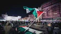 Il presidio pro Palestina in Piazza Castello. Torino 17 gennaio 2025 ANSA/TINO ROMANO