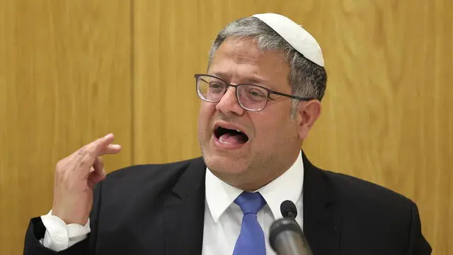 epa11387398 Itamar Ben Gvir, Israeli national security minister and leader of the far right wing, Otzma Yehudit political party, speaks during his party meeting at the Knesset, the Israeli parliament in Jerusalem, 03 June 2024, ahead of a meeting with Israeli Prime Minister Netanyahu who will updated Ben Gvir on the deal agreement published by US President Joe Biden. Ben Gvir said that if the deal includes a permanent ceasefire, his party will disband the Netanyahu coalition. EPA/ABIR SULTAN