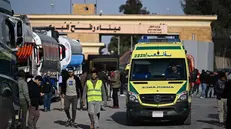 epa11836829 Trucks of humanitarian aid bound for the Gaza Strip at the Rafah border crossing between the Gaza Strip and Egypt, in Rafah, Egypt, 19 January 2024, after the announcement of a ceasefire agreement between Israel and Hamas. More than 46,000 Palestinians have been killed in the Gaza Strip, according to the Palestinian Ministry of Health, since Israel launched a military campaign in the strip in response to a cross-border attack led by the Palestinian militant group Hamas on 07 October 2023, in which about 1,200 Israelis were killed and more than 250 taken hostage. EPA/MOHAMED HOSSAM