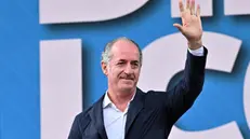 The governor of Veneto, Luca Zaia, during traditional Lega party rally in Pontida (Bergamo), 6 October 2024. ANSA/MICHELE MARAVIGLIA