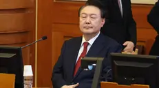 epa11841172 South Korean President Yoon Suk Yeol reacts as he attends the third hearing of his impeachment trial in connection to his short-lived imposition of martial law at the Constitutional Court in Seoul, South Korea, 21 January 2025. EPA/YONHAP / POOL SOUTH KOREA OUT