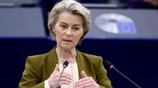 epa11843909 President of the European Commission Ursula von der Leyen speaks during a debate on 'Conclusions of the European Council meeting of 19 December 2024' at the European Parliament in Strasbourg, France, 22 January 2025. The EU Parliament's session runs from 20 till 23 January 2025. EPA/RONALD WITTEK