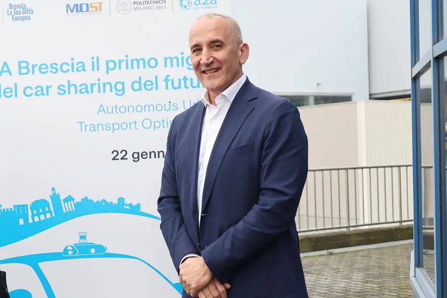 Renato Mazzoncini amministratore delegato di A2A, automobile a guida autonoma, car sharing di Brescia , 22 gennaio 2025. Ansa Filippo Venezia