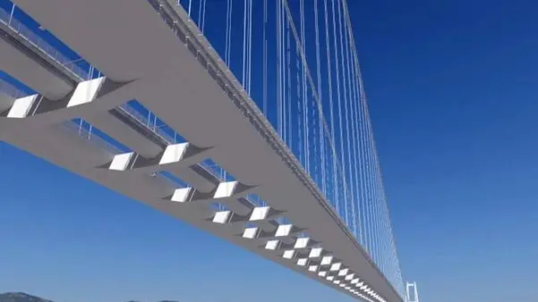 Un rendering del Ponte sullo Stretto. "Per me è una grande soddisfazione, vi ringrazio". Con queste parole il vicepremier e ministro Matteo Salvini ha aperto la riunione al Mit sull'aggiornamento del progetto definitivo del Ponte sullo Stretto. Al ministero si è svolto l'incontro istituzionale per presentare la relazione del progettista sull'aggiornamento del progetto definitivo del collegamento stabile tra Calabria e Sicilia. ANSA/US MIT +++ ANSA PROVIDES ACCESS TO THIS HANDOUT PHOTO TO BE USED SOLELY TO ILLUSTRATE NEWS REPORTING OR COMMENTARY ON THE FACTS OR EVENTS DEPICTED IN THIS IMAGE; NO ARCHIVING; NO LICENSING +++ NPK +++