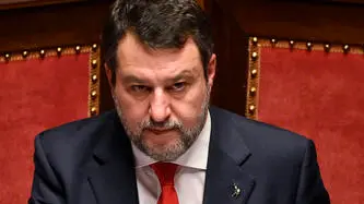 Il ministro delle Infrastrutture e dei Trasporti, Matteo Salvini, durante l’informativa in Senato sulla situazione della rete ferroviaria, Roma, 22 gennaio 2025. ANSA/RICCARDO ANTIMIANI