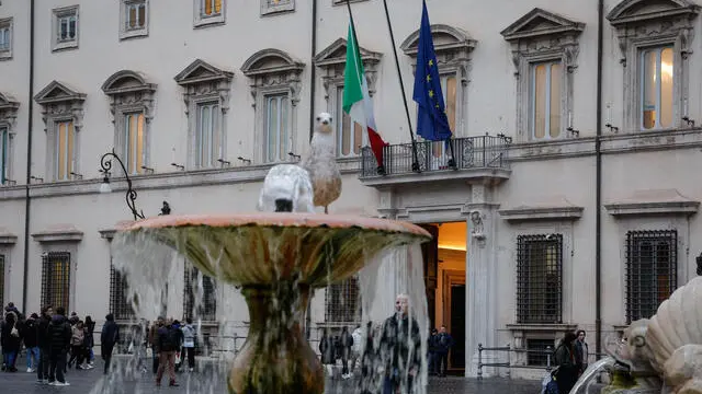 Veduta esterna di Palazzo Chigi durante il vertice su Cecilia Sala, Roma, 2 Gennaio 2025. ANSA/GIUSEPPE LAMI