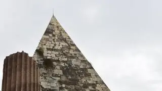 A view of Piramide Cestia monument in Rome before restyling. Restoration works of Piramide Cestia were sponsorized by Japan manager Yuzo Yagi who partecipate at the opening in Rome, 20 April 2015. ANSA/SOPRINTENDENZA DELLA PIRAMIDE CESTIA +++ ANSA PROVIDES ACCESS TO THIS HANDOUT PHOTO TO BE USED SOLELY TO ILLUSTRATE NEWS REPORTING OR COMMENTARY ON THE FACTS OR EVENTS DEPICTED IN THIS IMAGE; NO ARCHIVING; NO LICENSING +++