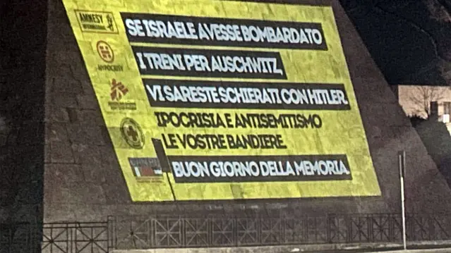 ROMA: PROIETTATE SU PIRAMIDE E FAO FRASI CONTRO ONG ANTISRAELIANE