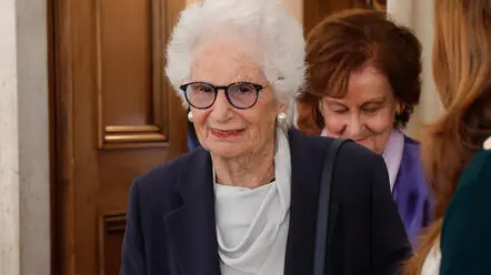 Liliana Segre alla Corte Costituzionale durante la cerimonia in ricordo del giudice costituzionale Edoardo Volterra, Roma, 25 Gennaio 2025.ANSA/GIUSEPPE LAMI