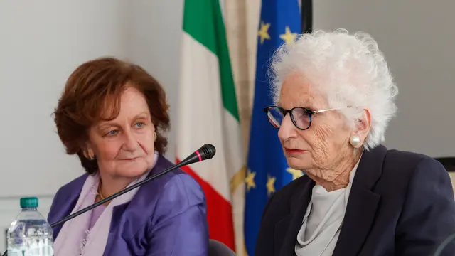 Liliana Segre alla Corte Costituzionale durante la cerimonia in ricordo del giudice costituzionale Edoardo Volterra, Roma, 25 Gennaio 2025.ANSA/GIUSEPPE LAMI