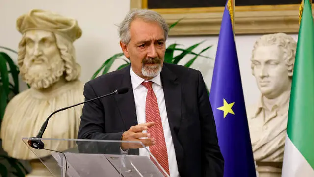 Il presidente della Regione Lazio, Francesco Rocca durante la IV edizione degli Stati Generali della Natalita’, Roma 15 novembre 2024. ANSA/FABIO FRUSTACI