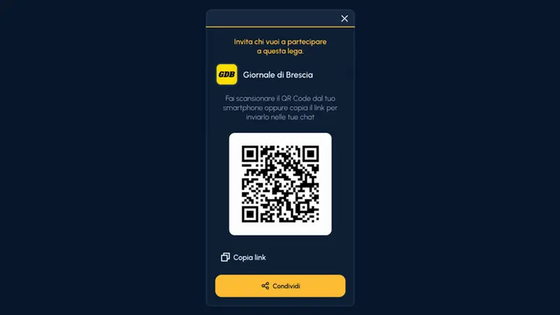 Il QRcode per accedere alla lega Giornale di Brescia - © www.giornaledibrescia.it