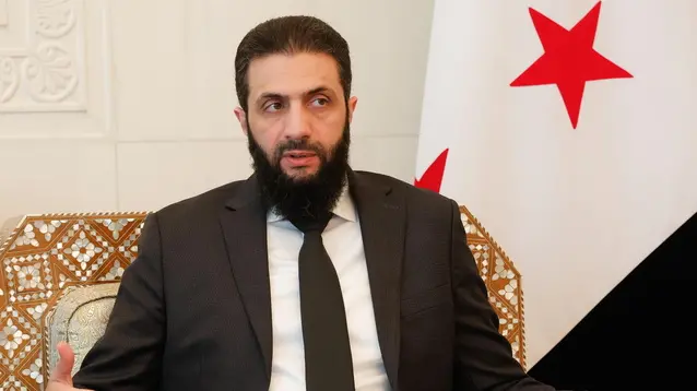 epa11816365 Syria's leader Ahmed al-Sharaa, also known as Abu Mohammed al-Jolani, during his meeting with Italy's foreign affairs minister in Damascus, Syria, 10 January 2025. Tajani is in Syria to meet with the country's new leaders. EPA/GIUSEPPE LAMI