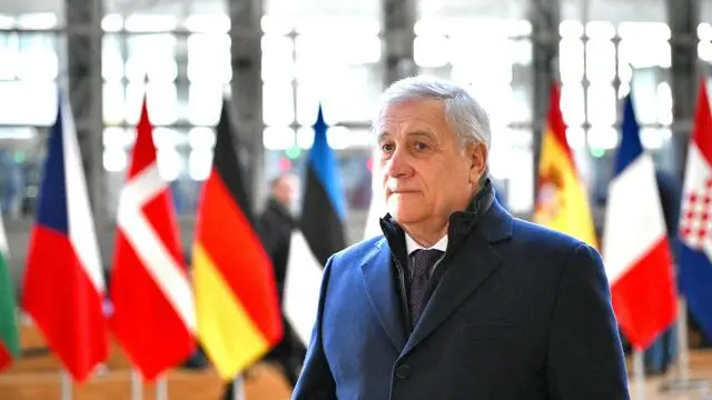 Il ministro degli Esteri Antonio Tajani, in occasione del consiglio Esteri a Bruxelles, 27 gennaio 2025. ANSA/ALESSANDRO DI MEO