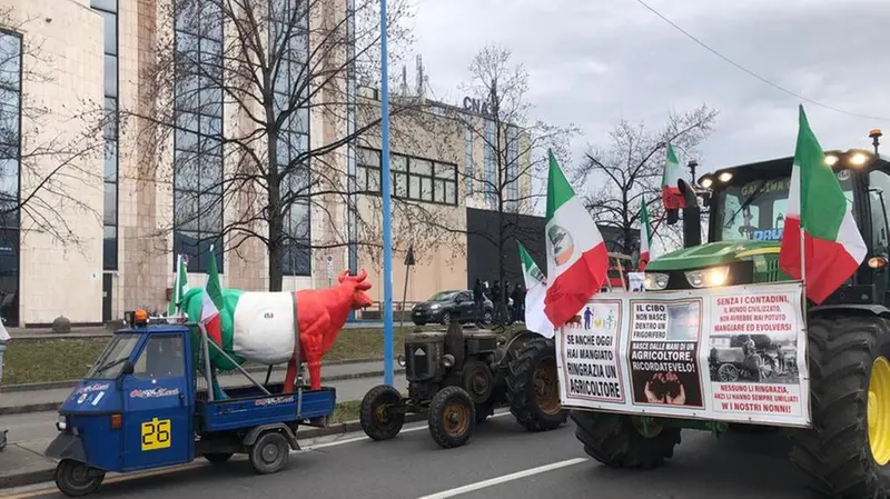 La protesta dei trattori a Brescia
