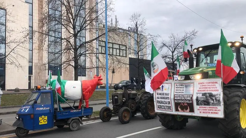 La protesta dei trattori a Brescia