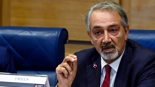 Francesco Rocca, presidente della Regione Lazio, durante il convegno sulla minaccia cibernetica al settore sanitario, Roma, 20 settembre 2024. ANSA/RICCARDO ANTIMIANI