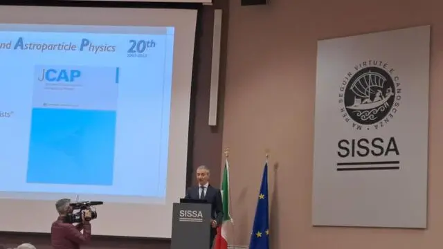 Il direttore della Sissa, Andrea Romanino, interviene per l'inaugurazione del 45/o anno accademico