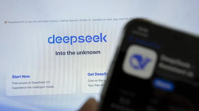 epa11858488 The logo of Chinese startup DeepSeek on a computer screen, in Geneva, Switzerland, 28 January 2025. Shares in major tech firms plummeted following the growing popularity of Deepseek, a Chinese artificial intelligence (AI) app that offers comparable performance at a fraction of the cost of its rivals. EPA/SALVATORE DI NOLFI