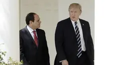 epa05886409 US President Donald J. Trump (R) and President Abdel Fattah Al Sisi of Egypt leave the Oval Office of White House to walk to the Residence in Washington, DC, USA, 03 April 2017. EPA/Olivier Douliery / POOL