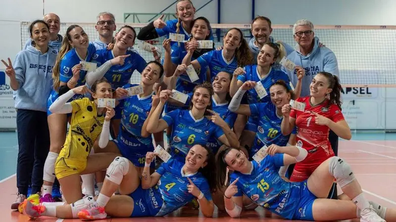 La gioia del Brescia Volley - Foto Romano