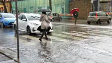 Bomba d'acqua a Firenze. Pioggia e forte vento questa mattina con ripercussioni sulla viabilità cittadina. Firenze 28 Gennaio 2025 ANSA/CLAUDIO GIOVANNINI