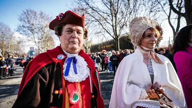 La sfilata dei carri di Carnevale al parco della Pellerina. Torino 02 febbraio 2025 ANSA/TINO ROMANO