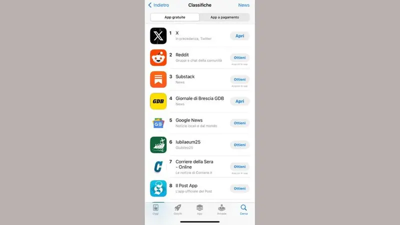 L'app del GdB quarta nella classifica News di App Store