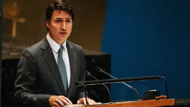 epa11809610 (FILE) - Canadian Prime Minister Justin Trudeau speaks during the 'Summit of the Future' held in advance of the General Debate of the 79th session of the United Nations General Assembly at United Nations Headquarters in New York, New York, USA, 22 September 2024 (issued 06 January 2025). Canadian Prime Minister Justin Trudeau said he will step down as Liberal Party Leader and Prime Minister after a replacement is chosen. EPA/OLGA FEDROVA EPA-EFE/OLGA FEDROVA