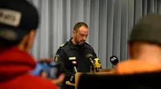 epa11874701 Roberto Eid Forest, head of the local police district, gives a press conference after a shooting at Risbergska School in Orebro, Sweden, 04 February 2025. According to police, five people were shot at the school. EPA/Pontus Lundahl SWEDEN OUT