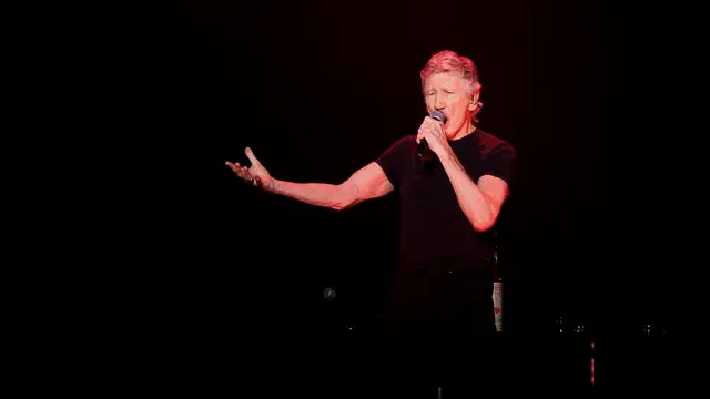 epa11012982 Former Pink Floyd member and founder Roger Waters performs during a concert in Bogota, Colombia, 05 December 2023. Waters is in Colombia as part of his 'This Is Not a Drill' tour. EPA/MAURICIO DUENAS CASTANEDA