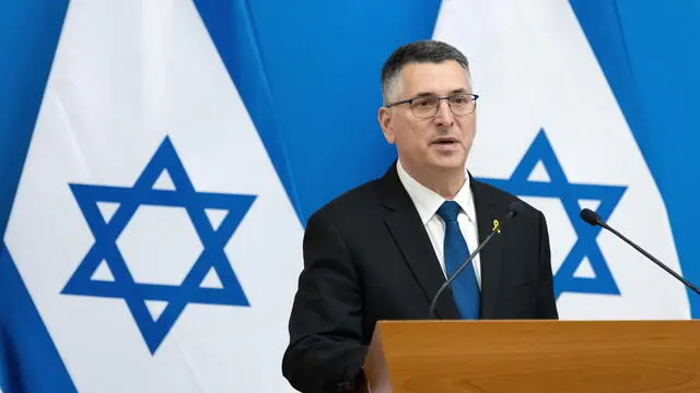 epa11847017 Israeli Foreign Minister Gideon Sa'ar speaks during a press conference held with the Hungarian Minister of Foreign Affairs and Trade in the Ministry of Foreign Affairs and Trade in Budapest, Hungary, 23 January 2025. EPA/Zoltan Kocsis HUNGARY OUT