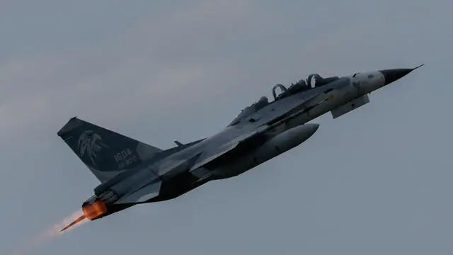 epa11810848 A Taiwan Air Force Indigenous Defense Fighter Jet (IDF) takes off during a drill inside an airbase in Taichung, Taiwan, 07 January 2025. Taiwanese President William Lai (Lai Cheng-te) pledged in his New Year speech to boost Taiwanâ€™s defense budget amidst the rising tension from China. EPA/RITCHIE B. TONGO