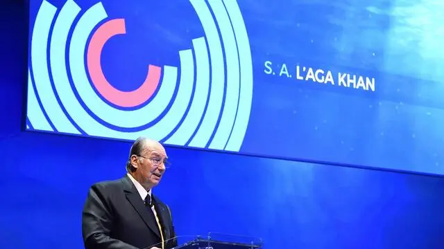 Aga Khan, presidente di YCCS, interviene durante la prima giornata del One Ocean Forum organizzato dallo Yacht Club Costa Smeralda, Milano, 03 ottobre 2017. ANSA/FLAVIO LO SCALZO