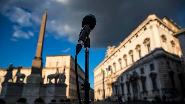 L’esterno del Palazzo della Consulta durante la conferenza stampa del presidente della Corte Costituzionale Giuliano Amato sui referendum, Roma, 16 febbraio 2022. ANSA/ANGELO CARCONI