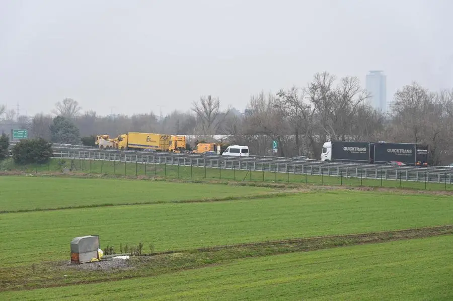 L'ingorgo di traffico dopo l'incidente in A4