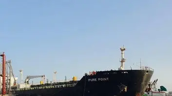 epa10686466 A handout photo released by the Karachi Port Trust shows the ship transporting the first shipment of Russian crude oil supplied at a discounted rate, in Karachi, Pakistan, 12 June 2023. Pakistan's Prime Minister Shehbaz Sharif said that authorities would begin to unload the discounted Russian crude oil from the tanker on 13 June, thus adding Pakistan to the list of countries, including neighboring India, that have benefitted from the discounts being offered by Moscow on fossil fuel to overcome sanctions imposed against it since the beginning of the war in Ukraine. EPA/KARACHI PORT TRUST HANDOUT 19060 HANDOUT EDITORIAL USE ONLY/NO SALES