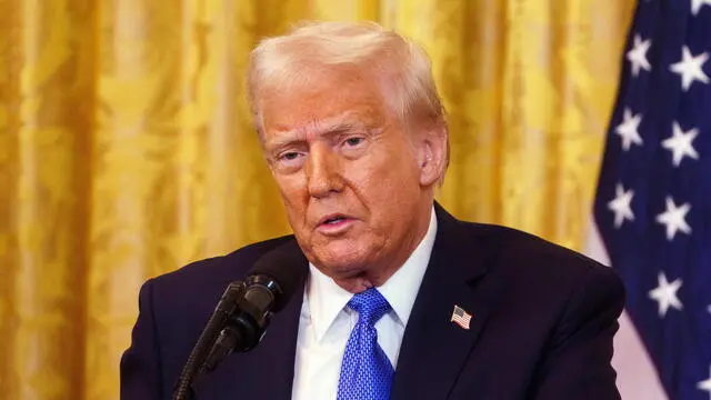 epa11881486 US President Donald Trump speaks during a press conference with Prime Minister of Japan Ishiba Shigeru, at the White House, Washington, DC, USA, 07 February 2025. EPA/WILL OLIVER