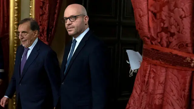 Il presidente del senato Ignazio La Russa, il presidente della camera Lorenzo Fontana alla cerimonia di consegna dei premi Balzan al Quirinale. Roma, 21 novembre 2024 ANSA/MASSIMO PERCOSSI