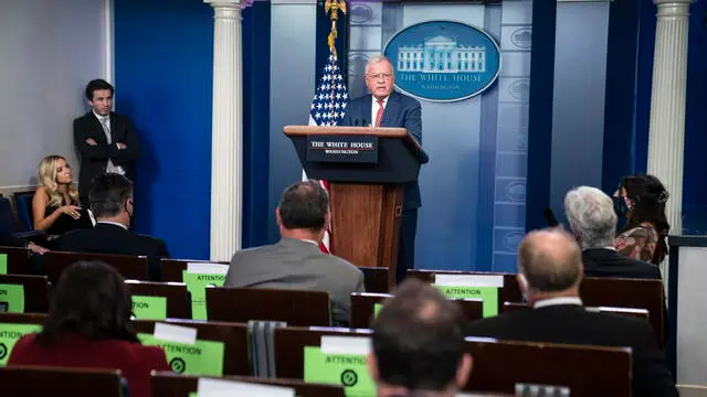 epa08688946 Keith Kellogg, National Security Advisor to Vice President Mike Pence and retired Lieutenant General in the United States Army, speaks about former coronavirus task force member Olivia Troye at a press briefing in the Brady Press Briefing Room of the White House in Washington, DC, USA, 22 September 2020. EPA/SARAH SILBIGER / POOL