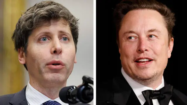 La combo, realizzata con due immagini di archivio, mostra Sam Altman (S) ed Elon Musk. ANSA