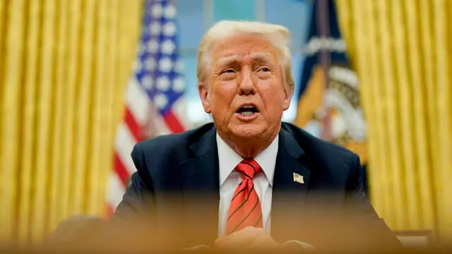 epa11887133 US President Donald Trump during an executive order signing in the Oval Office of the White House in Washington, DC, USA, on 10 February 2025. Trump plans to impose 25% tariffs on all US imports of steel and aluminum, broadening his trade restrictions to some of the countryâ€™s top trading partners and seeking to protect domestic industries that helped him win battleground states last year. EPA/ALEXANDER DRAGO / POOL