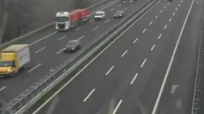 Un frame del traffico all'altezza del casello di Brescia Centro