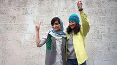 epa11076186 A handout photo made available by the Shargh News Daily online shows Iranian journalists Niloufar Hamedi (R) and Elaheh Mohammadi (L) after being released from prison in Tehran, Iran, 14 January 2024. According to state-run IRNA news agency, Niloufar Hamedi and Elaheh Mohammadi, who were arrested in September 2022 following the death of Mahsa Amini, were released on bail on 14 January 2024. EPA/SHARGH NEWS DAILY ONLINE/SAHAND TAKI/HANDOUT HANDOUT EDITORIAL USE ONLY/NO SALES HANDOUT EDITORIAL USE ONLY/NO SALES