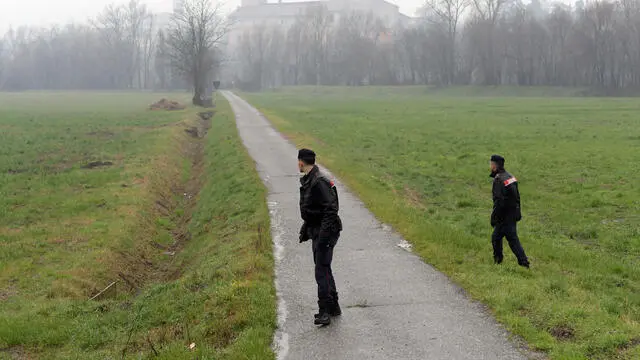 Continuano le ricerche da parte dei carabinieri del corpo di Jhoanna Nataly Quintanilla uccisa dal compagno che ha confessato di aver abbandonato il cadavere nelle campagne sulla strada per Treviglio a Cassano d’Adda. 09 Febbraio 2025. ANSA/ANDREA CANALI