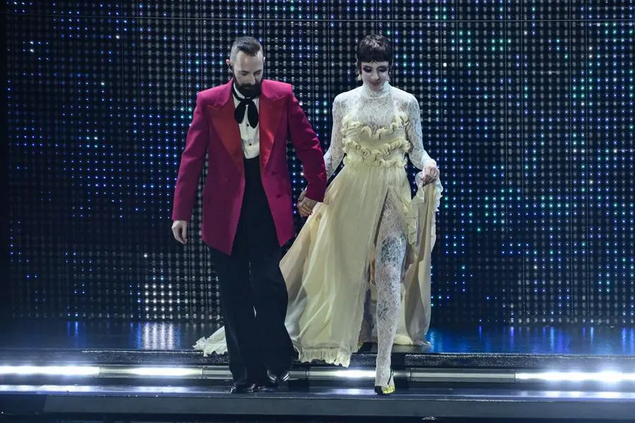 Italian singer Coma Cose performs on the stage of the Ariston theatre during the 75th edition of the Sanremo Italian Song Festival, in Sanremo, Italy, 11 February 2025. The music festival will run from 11 to 15 February 2025. ANSA/ETTORE FERRARI