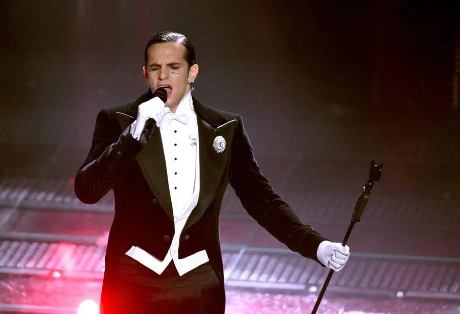 Italian singer Achille Lauro performs on stage at the Ariston theatre during the 75th edition of the Sanremo Italian Song Festival, in Sanremo, Italy, 11 February 2025. The music festival will run from 11 to 15 February 2025. ANSA/ETTORE FERRARI