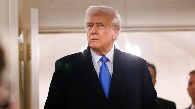 epa11889642 US President Donald Trump waits for the arrival of Mark Fogel (Not Pictured), who was recently released from prison in Russia, in the Diplomatic Reception Room at the White House in Washington, DC, USA, 11 February 2025. Fogel had been in captivity since 2021 for a drug offense. EPA/AARON SCHWARTZ / POOL