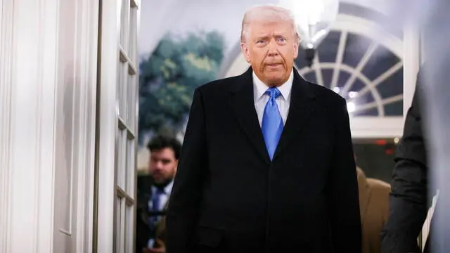 epa11889648 US President Donald Trump waits for the arrival of Mark Fogel (Not Pictured), who was recently released from prison in Russia, in the Diplomatic Reception Room at the White House in Washington, DC, USA, 11 February 2025. Fogel had been in captivity since 2021 for a drug offense. EPA/AARON SCHWARTZ / POOL